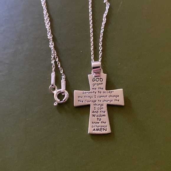 COPY - Serenity Prayer Cross Pendant Necklace Sterling - Picture 3 of 3